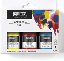 Set d'encre Acrylic Ink Liquitex - Set couleurs essentielles - 3 x 30ml