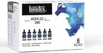 Set 6 flacons Encre Acrylic Ink Liquitex - Aqua Colors - 6 x 30 ml