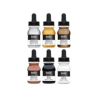 Set d'encre Acrylic Ink Liquitex - 6 couleurs métalliques - 6 x 30ml