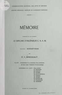 Contribution à la résolution des problèmes de bruit dans l'industrie d'embouteillage - Mémoire présenté en vue d'obtenir le diplôme d'ingénieur CNAM, spécialité : acoustique, soutenu le 6 mars 1986