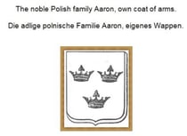 The noble Polish family Aaron, own coat of arms. Die adlige polnische Familie Aaron, eigenes Wappen.