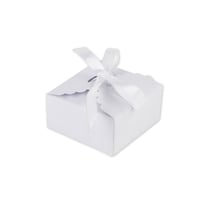10 boites festonnées et ruban satin - blanc - 7 x 3,5 cm