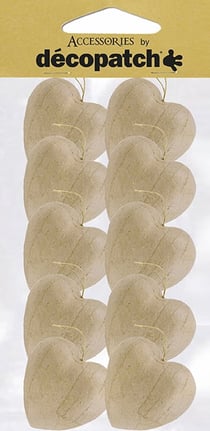 10 cœurs - papier mâché - 4 cm