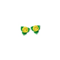 10 Roses jaunes avec feuilles - Patisdécor
