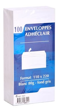 100 enveloppes administratives - 11x22cm - 80g