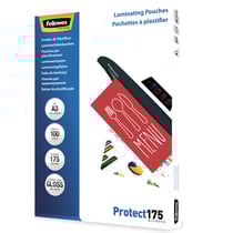 100 Pochettes plastifiées A4 - Laminating Pouches Protect 175 Micron - Fellowes - Brillant