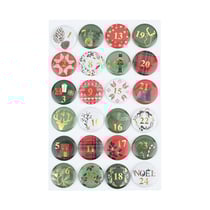 Badges ronds x24 - 3cm - Noël tradition - Créalia