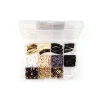 Coffret de perles Heishi, tubes et pampilles - Noir/doré - Créalia