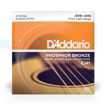 D'Addario - Cordes en Bronze phosphoreux pour guitare acoustique 12 cordes - D'addario EJ41 Extra light