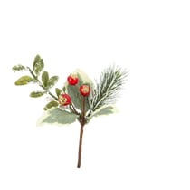 Branche enneigée - Tradichic - rouge et pailleté or - 10 cm  