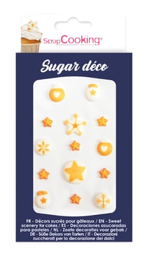 Lot de 14 décorations en sucre ScrapCooking® - Doré - 8 g