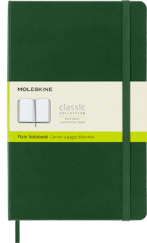 Carnet - 13 x 21 cm - Moleskine- 240 pages unies - couverture rigide - vert myrte