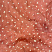 Coupon de tissu en double gaze Domotex - Imprimé - Coton - Marsala/blanc - 100 x 130 cm