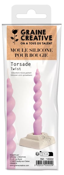 Moule à bougie Graine Créative - Chandelle torsadée - Silicone - 17 cm