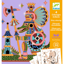 Activité de coloriage Djeco - Coloriages brillants - 4 pièces