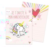 Lot de 8 cartes d'invitation ScrapCooking® - Licorne