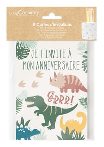 Lot de 8 cartes d'invitation ScrapCooking® - Dinosaure