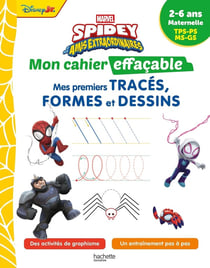 Marvel Spidey et ses amis extraordinaires - Mon cahier effaçable - TPS, PS, MS, GS - Mes premiers tracés, formes et dessins