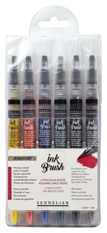 Lot de 6 brush encre aquarellable - Sennelier - Irisée