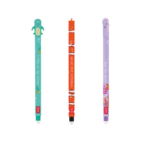 Lot de 3 stylos à encre effaçable Legami - Animaux marins - Turquoise, noir et lilas -  Pointe moyenne