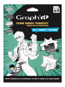 Lot de 4 trames Transfer Manga Graph'it - 16 x 16 cm
