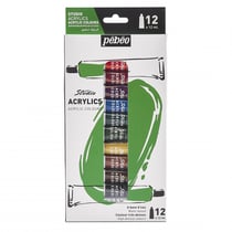 Lot de 12 tubes 12 ml de peinture Pébéo Acrylics Studio - Multicolore - Fine