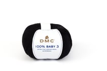 Pelote de laine à tricoter 100% laine mérinos - DMC - 100% Baby 3 - Noir 02