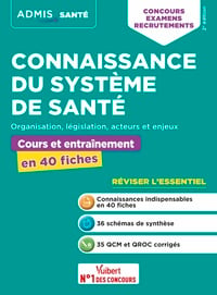 Connaissance du système de santé - Cours et entraînement en 40 fiches - Organisation, législation, acteurs et enjeux : Concours, examens et recrutements - Fonction publique hospitalière - Catégories A, B et C - 2024-2025