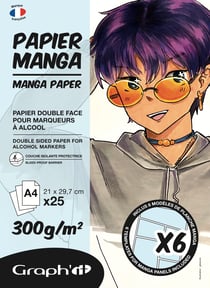 Bloc Manga Graph'it - 25 feuilles double face + 6 calques - A4 21 x 29,7 cm - 300g /m²
