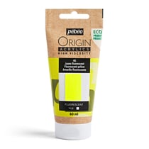 Tube 60 ml de peinture acrylique Pébéo - Origin Acrylics - Jaune fluorescent