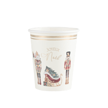 Lot de 8 gobelets en carton « Joyeux Noël » Christmas Story - Carton - Crème, vert et or - 255ml
