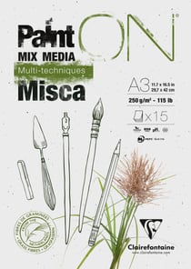 Bloc Clairefontaine - A3 - Paint On Misca - 15 feuilles - 250g/m²