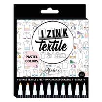 Boîte de 10 feutres textile - Aladine - Pastel - Izink