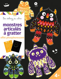 Monstres articulés à gratter phosphorescent - pochette avec accessoires