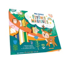 Mon coffret feutres magiques - Avec des stickers, des motifs et un livre de coloriage ! 5 feutres colorés + 1 feutre magique = 10 couleurs pour créer !