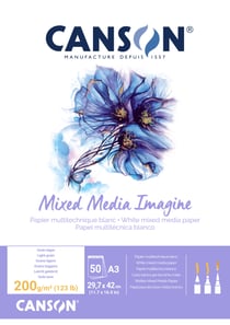 CANSON Imagine - Bloc encollé - A3 - 50 feuilles - blanc
