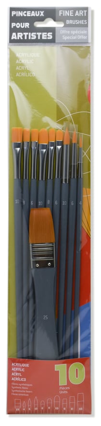Set de 10 pinceaux Raphaël - Acrylique - Fibre synthétique