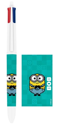 Stylo bille 4 couleurs BIC - Minions vert - Noir, bleu, vert, rouge - Pointe moyenne