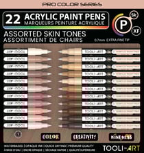 Lot de 22 marqueurs à peinture acrylique Tooli-Art - Pointe extra-fine 07 mm - Couleurs chair