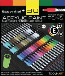 Lot de 30 marqueurs à peinture acrylique Tooli-Art - Pointe extra-fine 07 mm - Essentiel