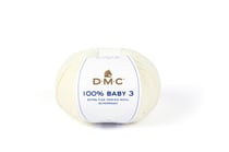 Pelote de laine à tricoter 100% laine mérinos - DMC - 100% Baby 3 - Blanc 03