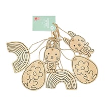 Lot de 6 supensions en bois - Lapins fleurs - Créalia enfants