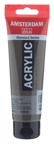 Tube 120 ml de peinture acrylique Amsterdam Standard Series - Terre d'ombre brute 408 - Semi-transparent