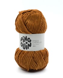 Pelote de fil à tricoter 100 % polyester - Pingouin - Pingo Chenille - Noisette