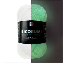 Pelote de fil à crocheter 100% coton - Ricorumi - Glow In The Dark - Blanc