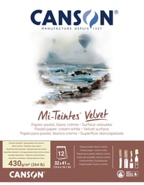 Bloc collé petit côté Canson - Mi-Teintes® Velvet - blanc crème - A3 32 x 41 cm - 430g/m²