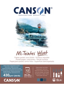 Bloc collé petit côté Canson - Mi-Teintes® Velvet - tons froids - A4 24 x 32 cm - 430g/m²