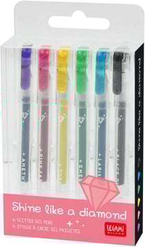 Lot de 6 mini stylos gel Shine like a diamon + 6 mini surligneurs Teddy's Mood Legami