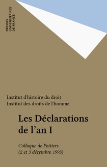 Les Déclarations de l'an I - Colloque de Poitiers (2 et 3 décembre 1993)