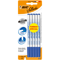 Lot de 5 marqueurs effaçables à sec BIC - Velleda 1721 - Bleu - Pointe en ogive fine